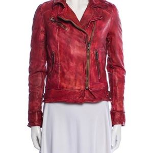 Muubaa Mallow Vintage Red Leather Jacket